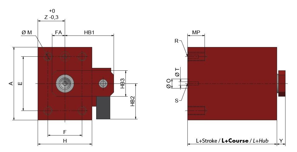 Siłownik Hydrauliczny VCE mocowanie M5 SZKIC