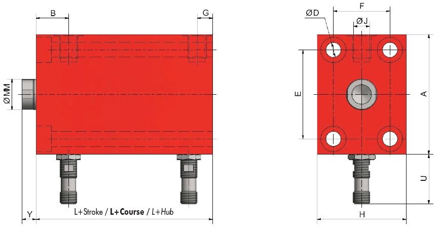 Siłownik Hydrauliczny VDI mocowanie M6 SZKIC