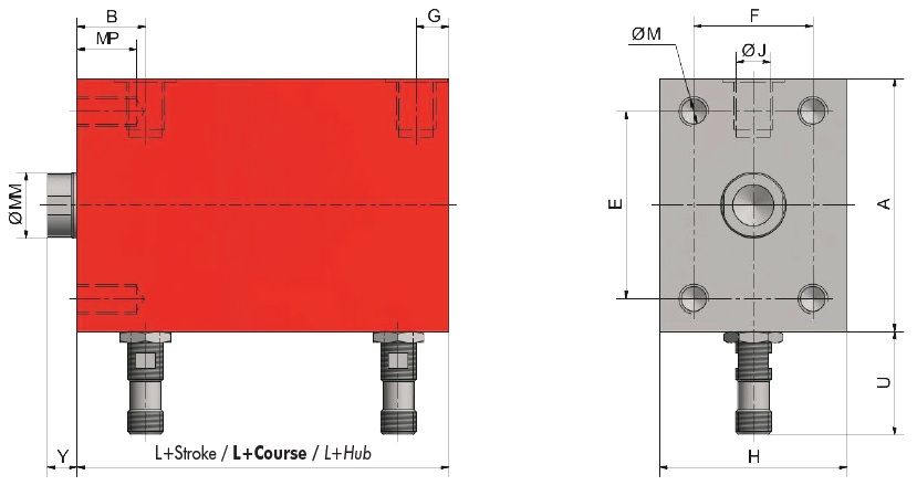 Siłownik Hydrauliczny VDI mocowanie M11 SZKIC