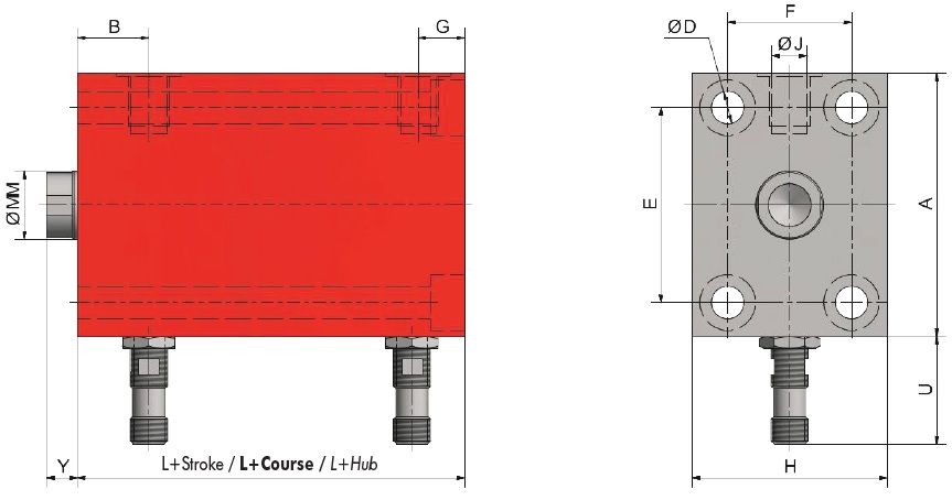 Siłownik Hydrauliczny VDI mocowanie M7 SZKIC