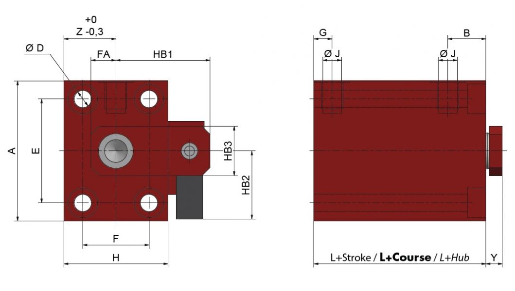 Siłownik Hydrauliczny VCE mocowanie M6 SZKIC