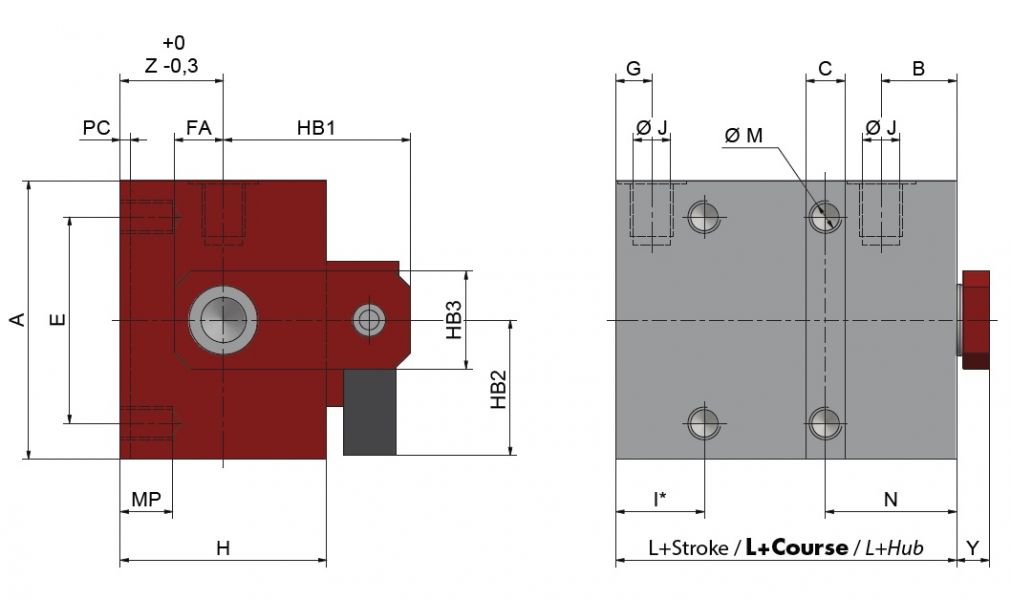 Siłownik Hydrauliczny VCE mocowanie M2 SZKIC