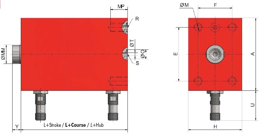 Siłownik Hydrauliczny VDI mocowanie M5 SZKIC