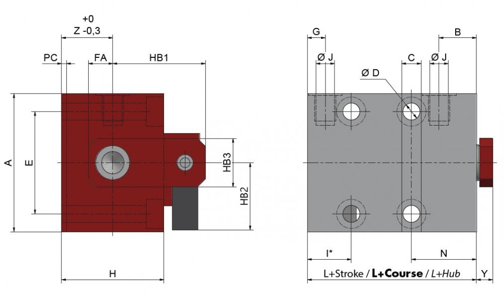 Siłownik Hydrauliczny VCE mocowanie M1 SZKIC