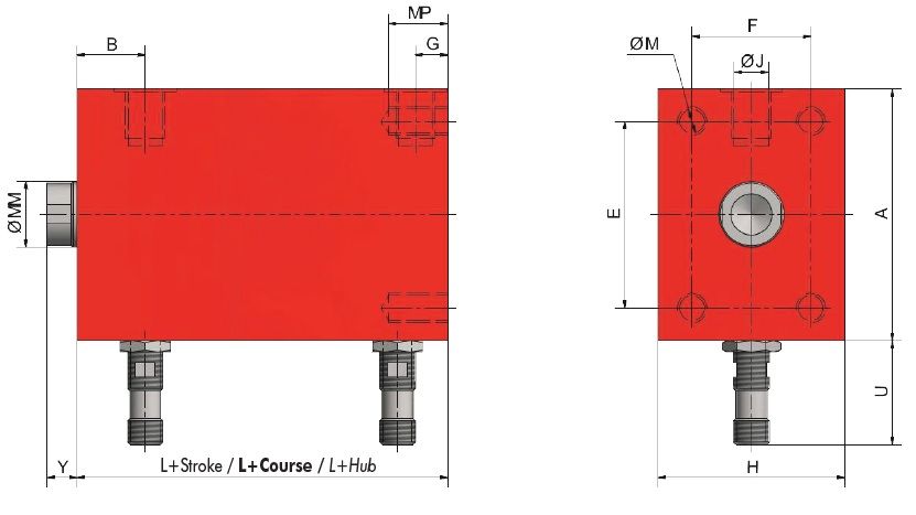 Siłownik Hydrauliczny VDI mocowanie M10 SZKIC