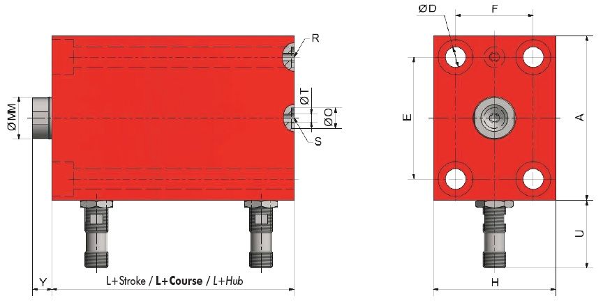 Siłownik Hydrauliczny VDI mocowanie M4 SZKIC