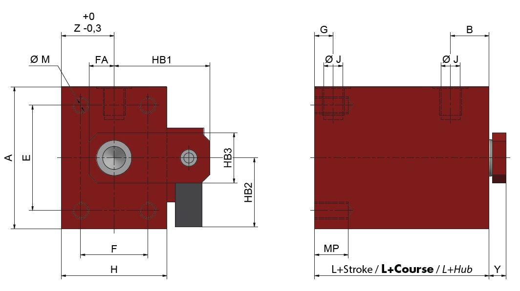 Siłownik Hydrauliczny VCE mocowanie M10 SZKIC