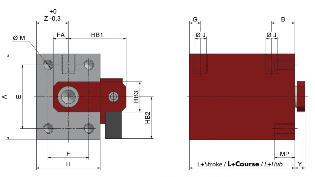 Siłownik Hydrauliczny VCE mocowanie M11 SZKIC